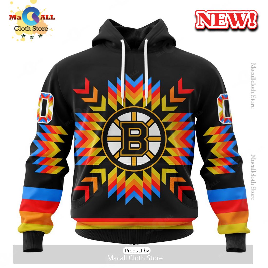 NHL Boston Bruins Hot Design With Native Pattern Hoodie 3D NHL Boston Bruins Hot Design With Native Pattern Hoodie 3D