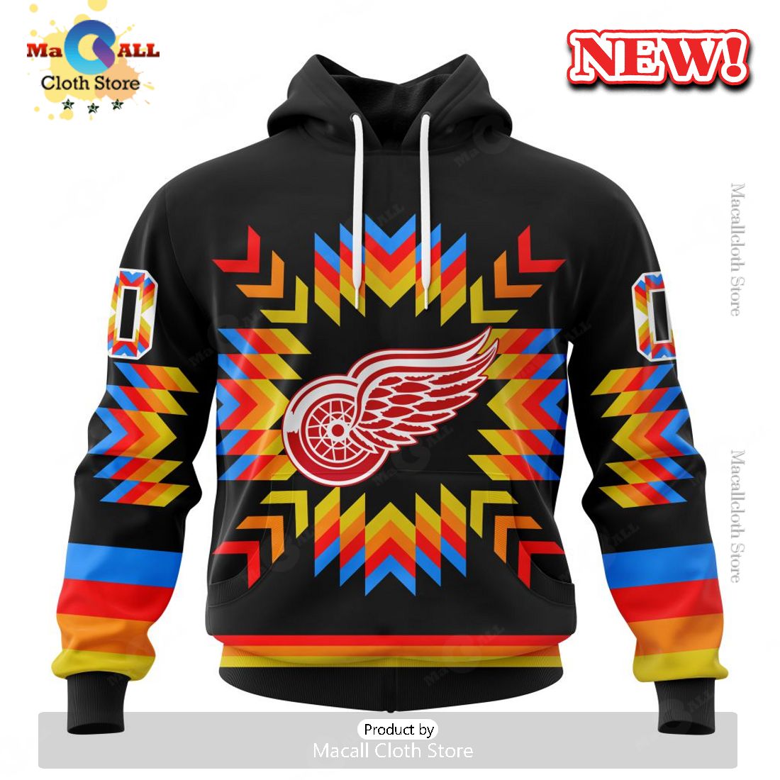 NHL Detroit Red Wings Hot Design With Native Pattern Hoodie 3D