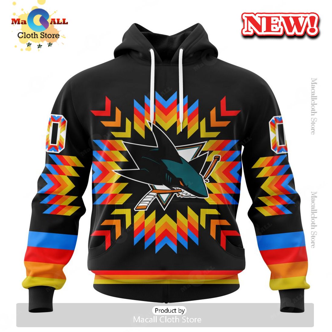 NHL San Jose Sharks Hot Design With Native Pattern Hoodie 3D