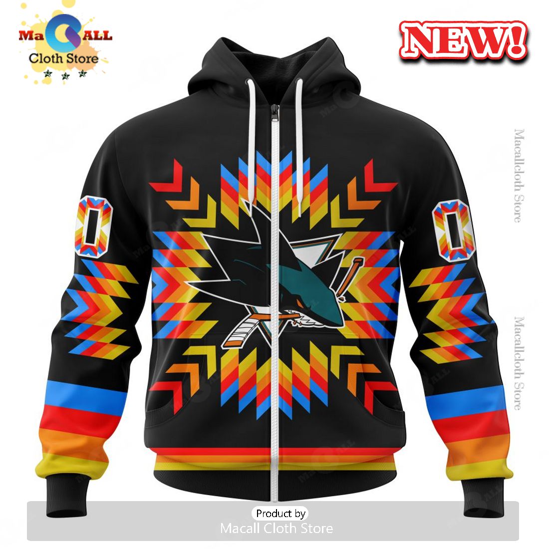 NHL San Jose Sharks Hot Design With Native Pattern Hoodie 3D