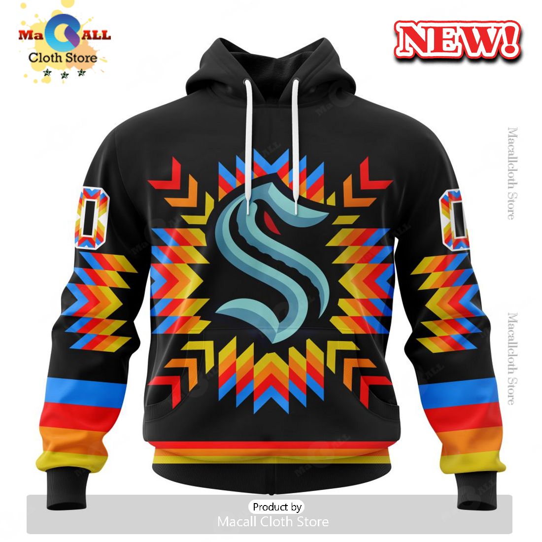NHL Seattle Kraken Hot Design With Native Pattern Hoodie 3D