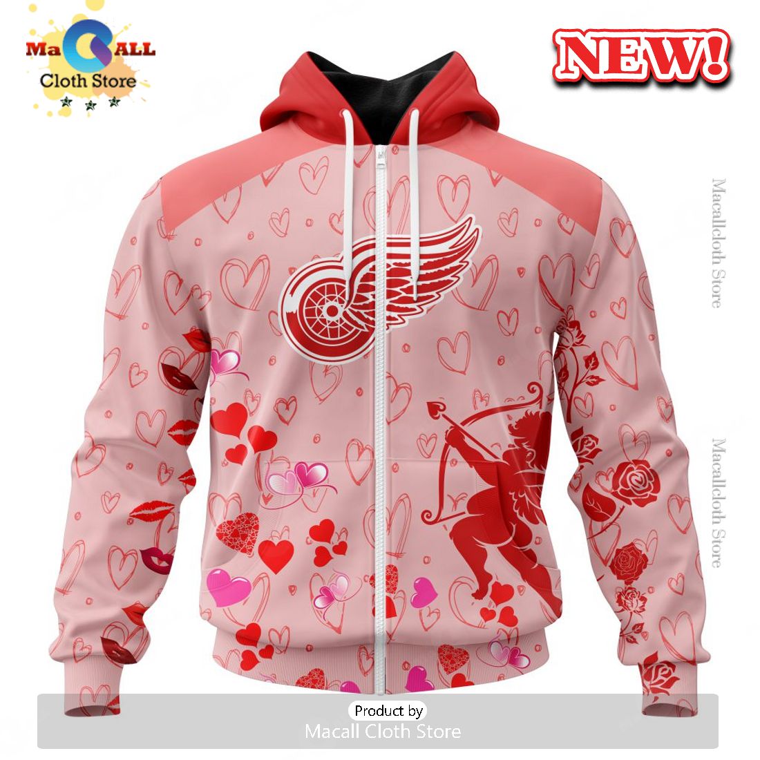 Personalized NHL Detroit Red Wings Special Gift For Valentines Day Hoodie 3D