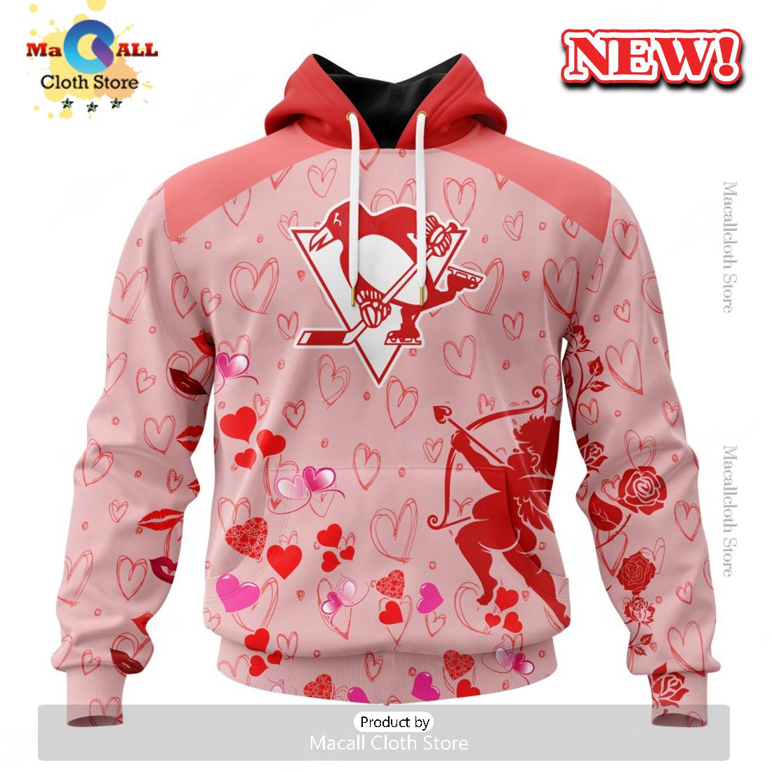 Personalized NHL Pittsburgh Penguins Special Gift For Valentines Day Hoodie 3D