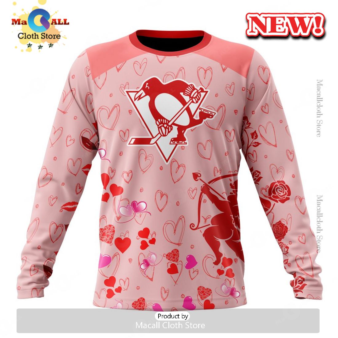 Personalized NHL Pittsburgh Penguins Special Gift For Valentines Day Hoodie 3D