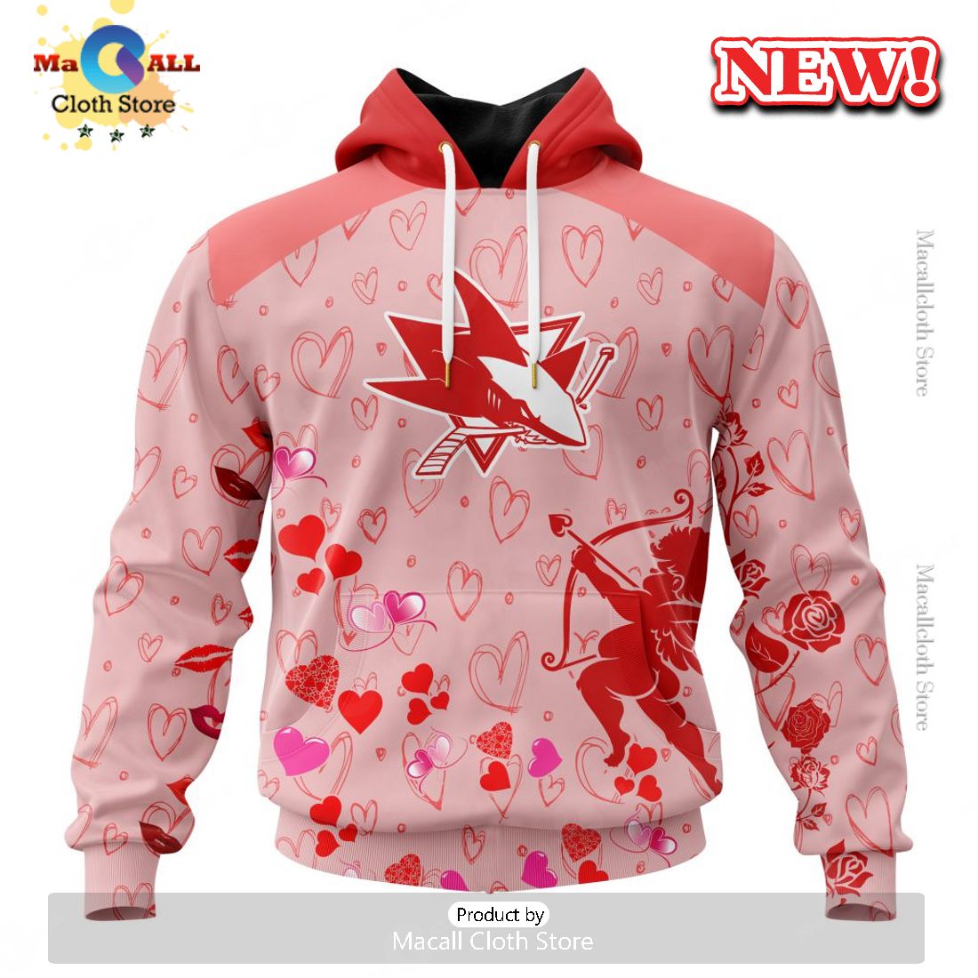 Personalized NHL San Jose Sharks Special Gift For Valentines Day Hoodie 3D