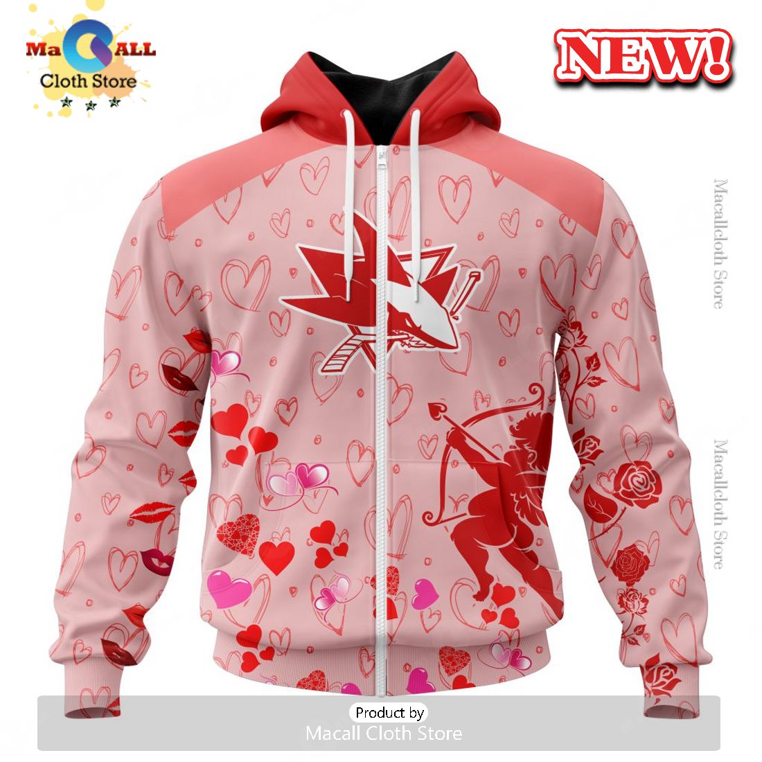 Personalized NHL San Jose Sharks Special Gift For Valentines Day Hoodie 3D
