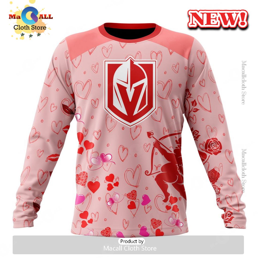Personalized NHL Vegas Golden Knights Special Gift For Valentines Day Hoodie 3D