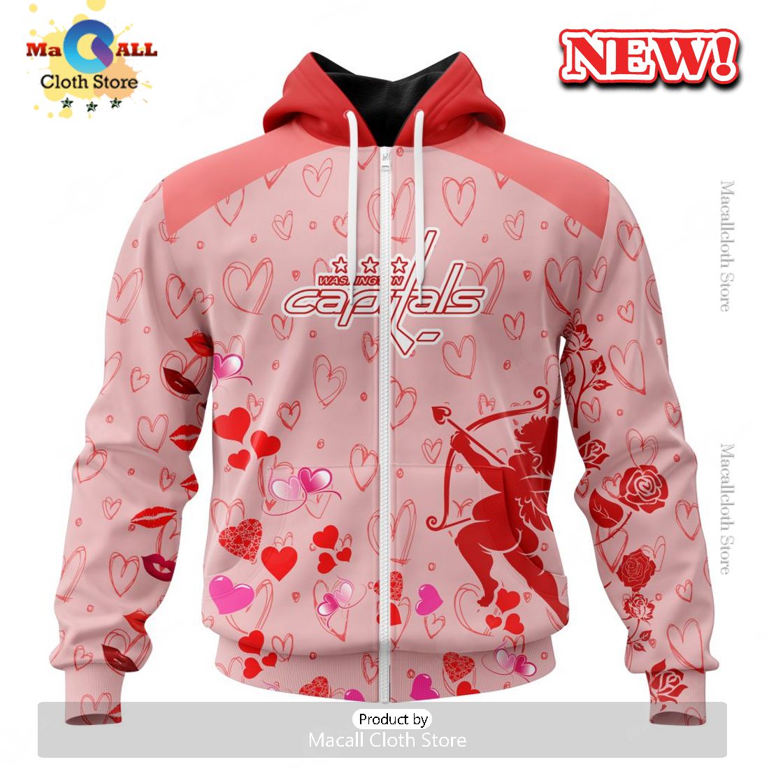 Personalized NHL Washington Capitals Special Gift For Valentines Day Hoodie 3D