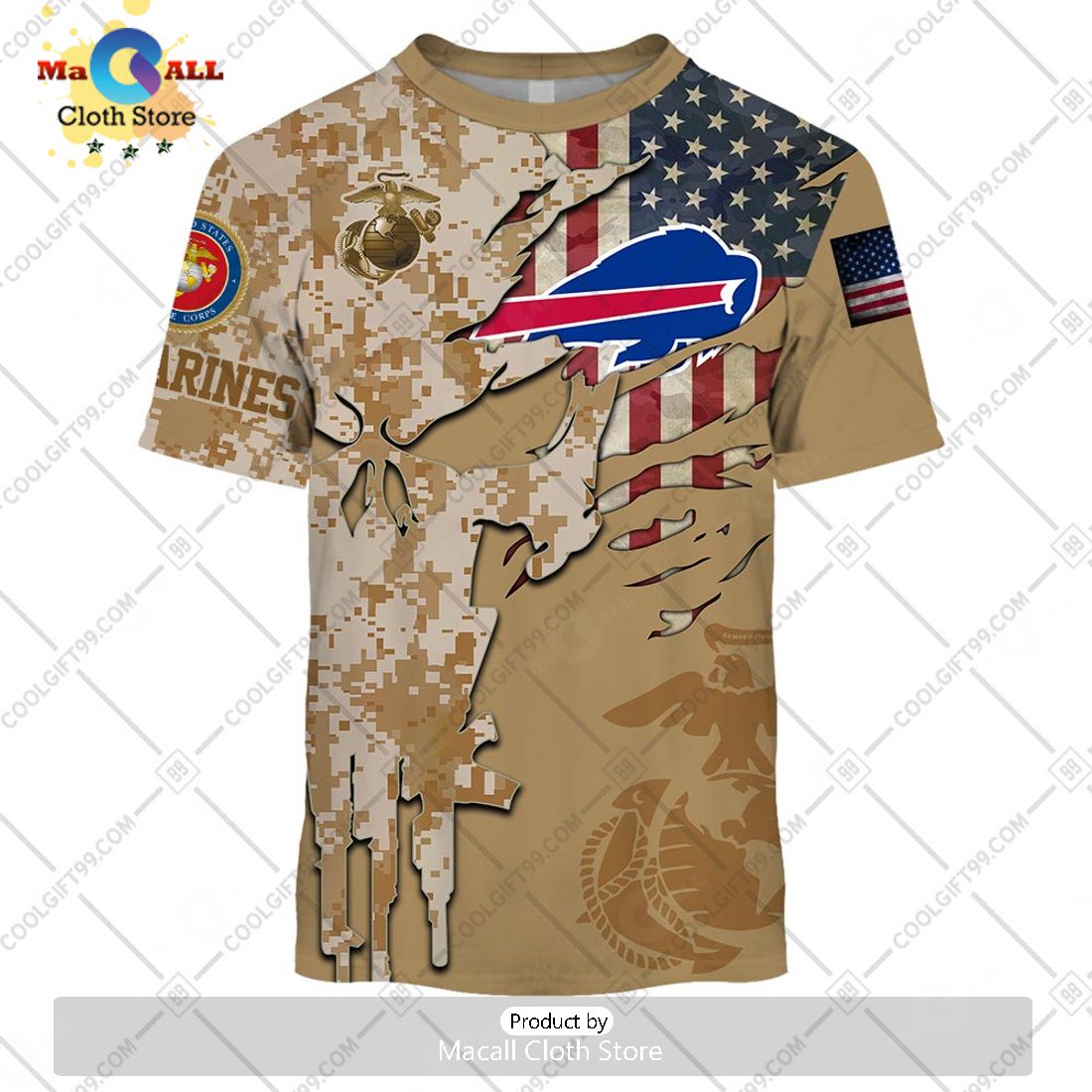 Personalized NFL Buffalo Bills Marine Camo Special Hoodie 3D