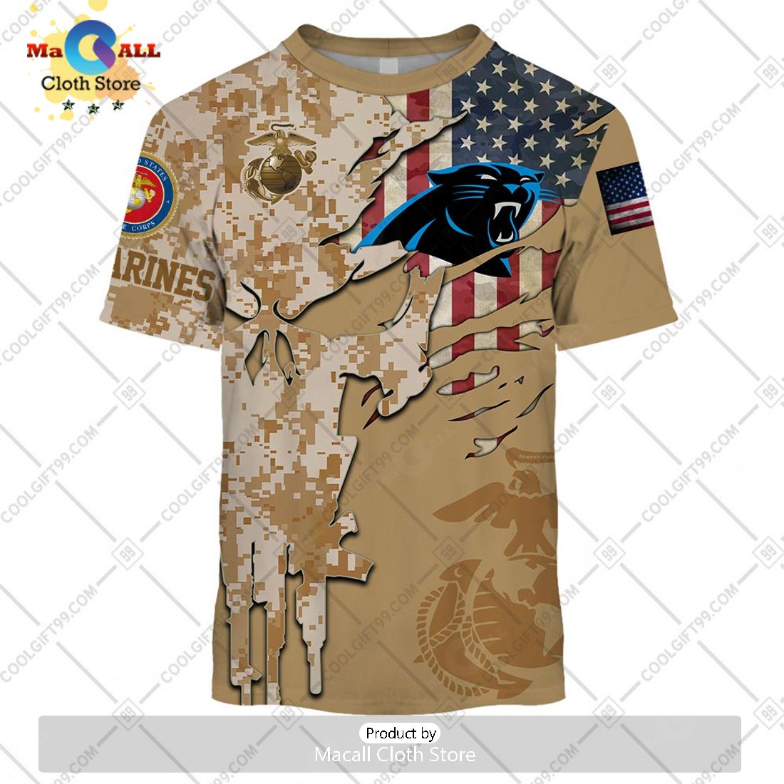Personalized NFL Carolina Panthers Marine Camo Special Hoodie 3D