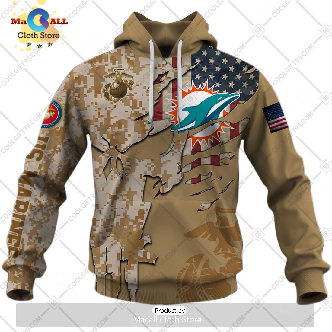 Personalized NFL Miami Dolphins Marine Camo Special Hoodie 3D