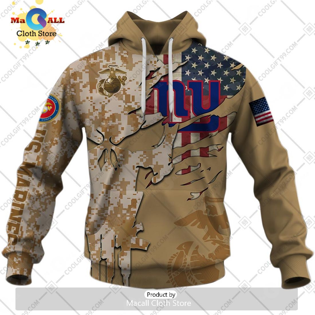 Personalized NFL New York Giants Marine Camo Special Hoodie 3D