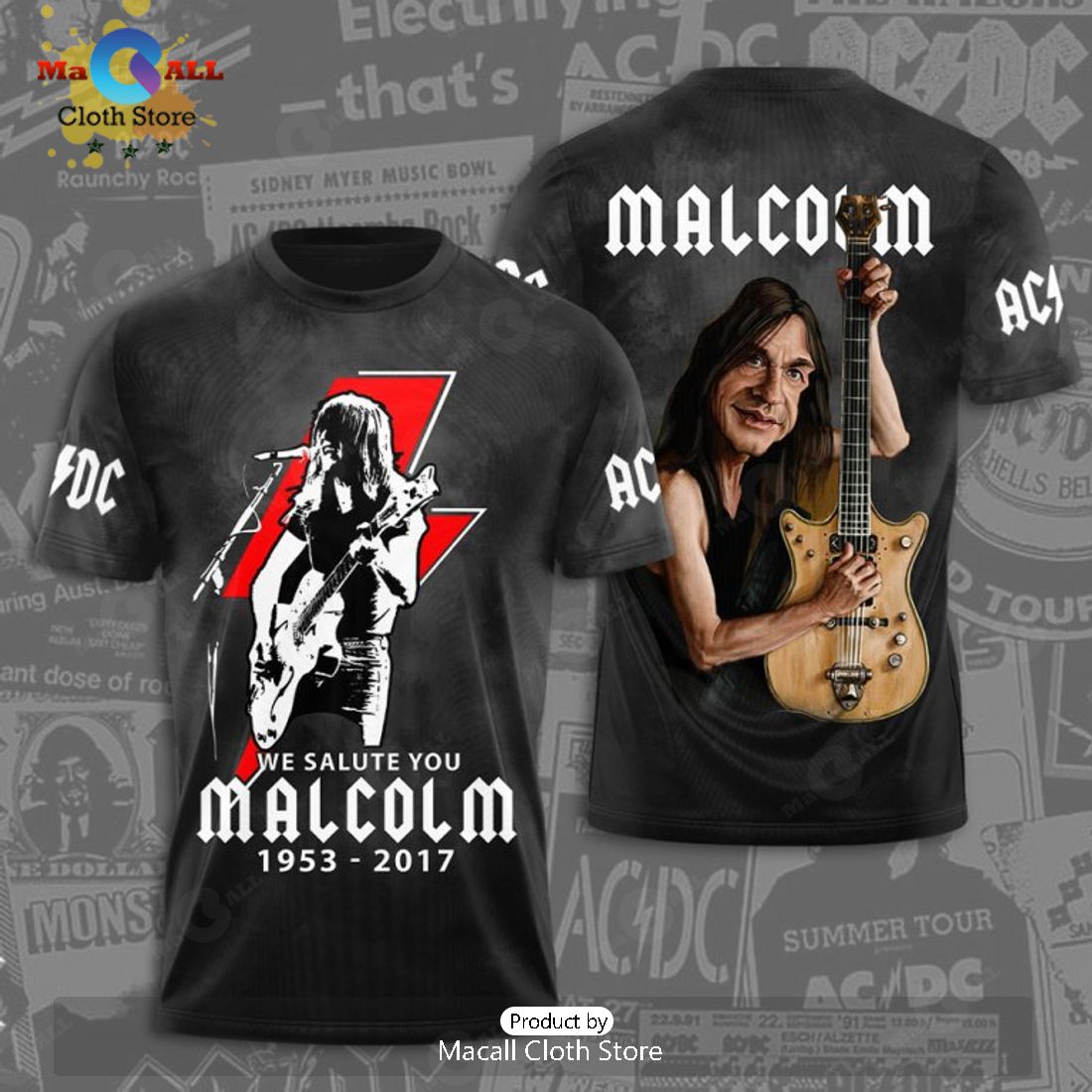 AC DC We Salute You Malcolm 1953 2017 Black Apparels Hoodie 3D