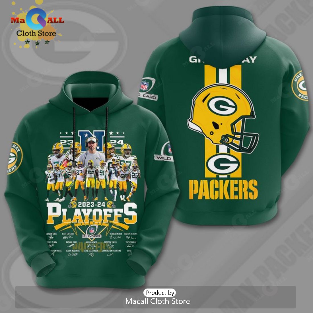 Green Bay Packers 2023-24 Playoffs Signatures Green Apparels Hoodie 3D Green Bay Packers 2023-24 Playoffs Signatures Green Apparels Hoodie 3D