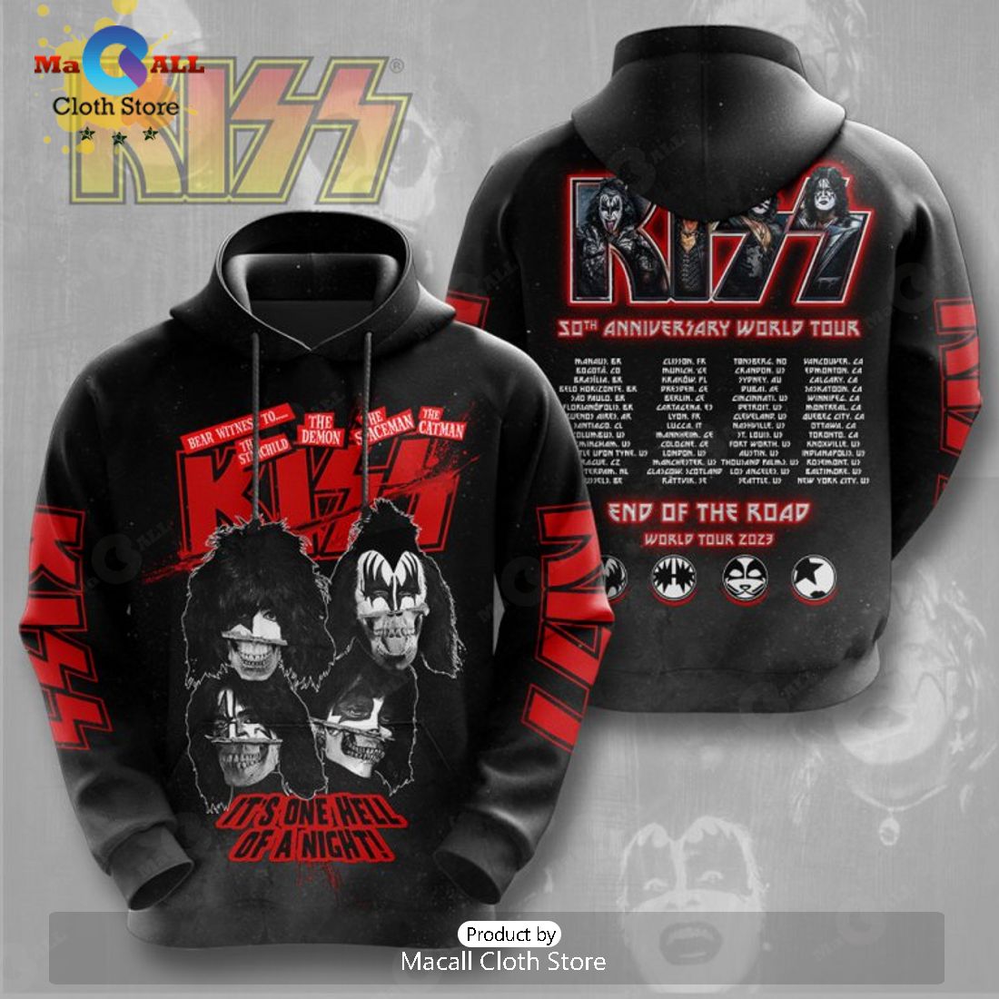 Kiss Band It's One Hell Of A Night World Tour 2023 Black Apparels Hoodie 3D Kiss Band It's One Hell Of A Night World Tour 2023 Black Apparels Hoodie 3D