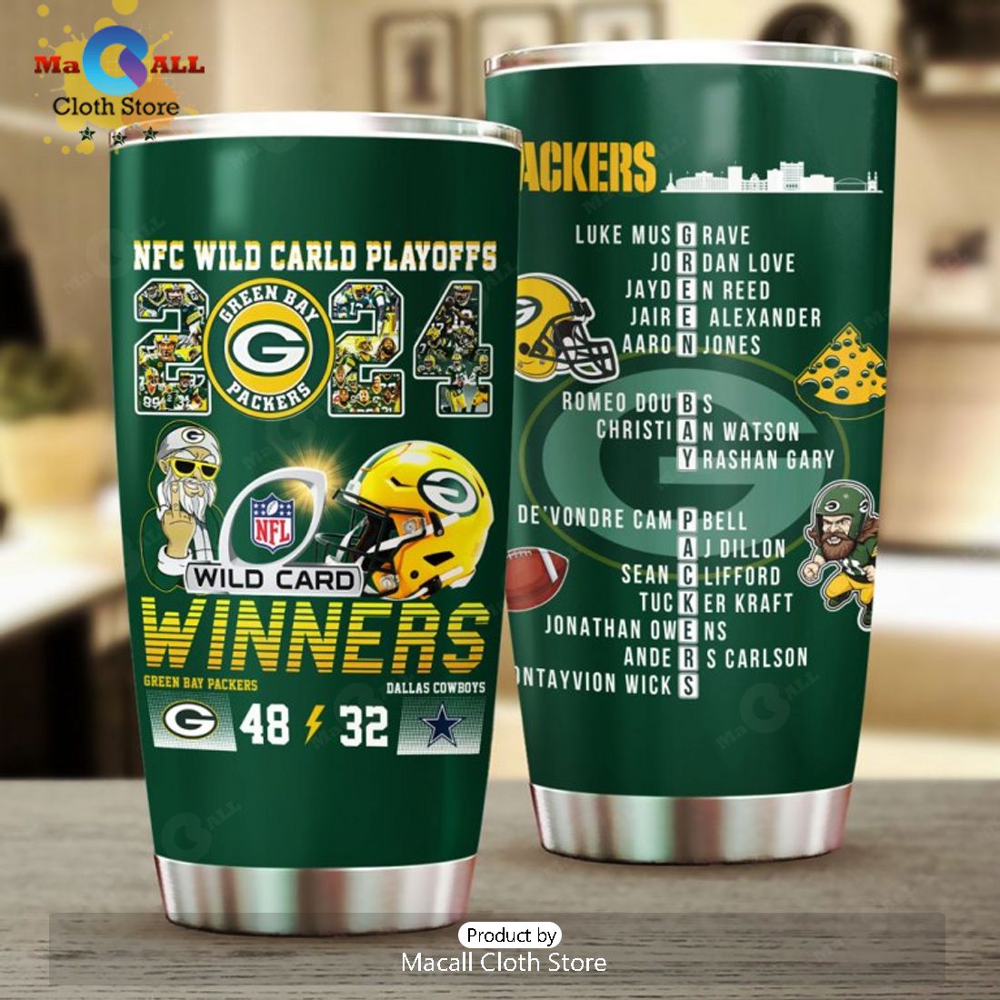 2024 Green Bay Packers Wild Card Playoff Winners Green Tumbler Cup