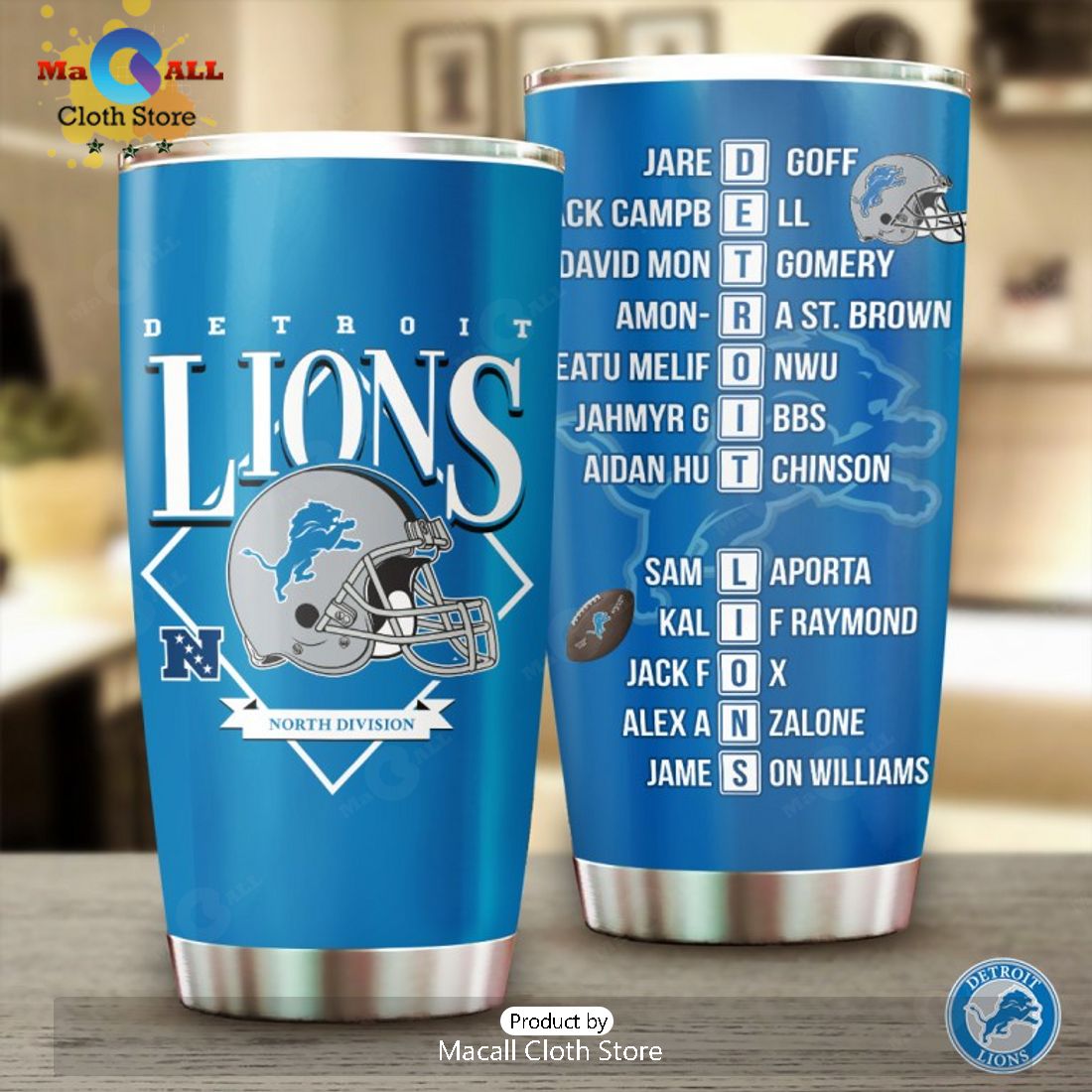 Detroit Lions North Division Champs Blue Tumbler Cup