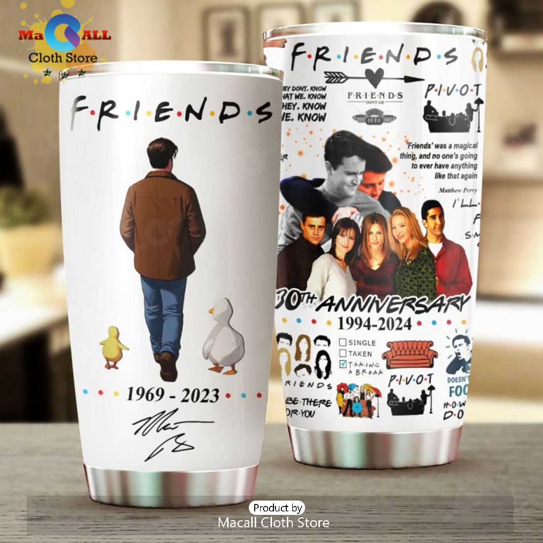 Friends 30th Anniversary 1994 2024 Signatures Black Tumbler Cup