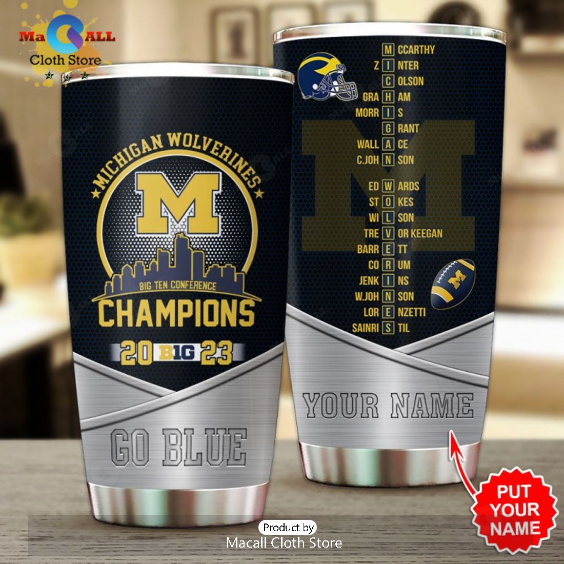 Go Blue - Michigan Wolverines 2023 Custom Football Champions Tumbler ...