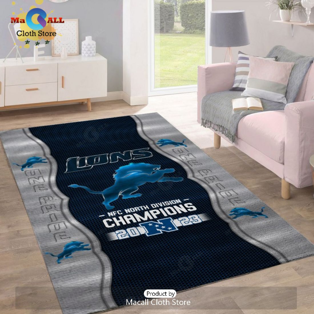 Detroit Lions 2023 NFC North Division Champions Rectangular Rug