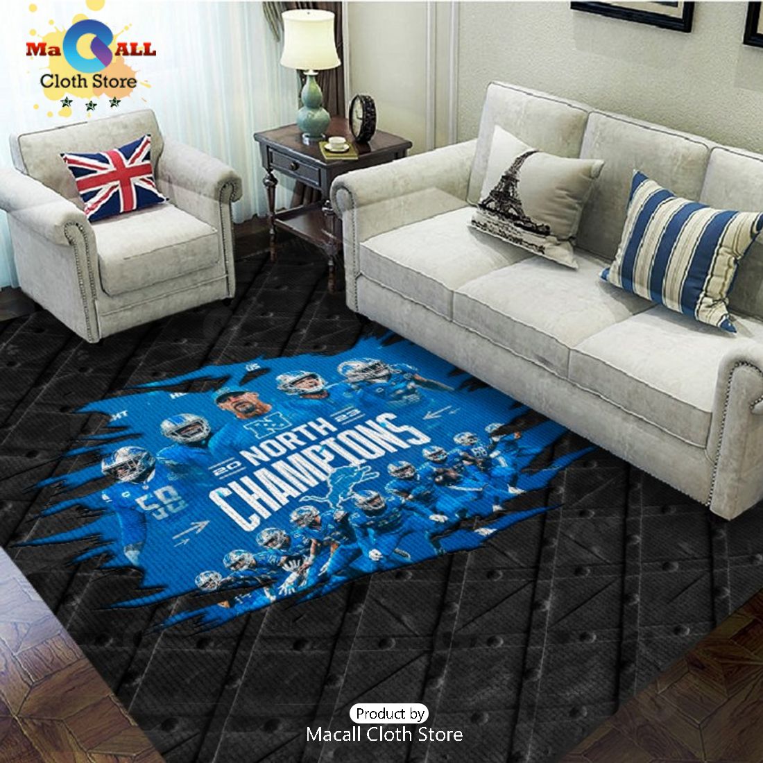 Detroit Lions North Champions North Division Sports Rectangular Rug