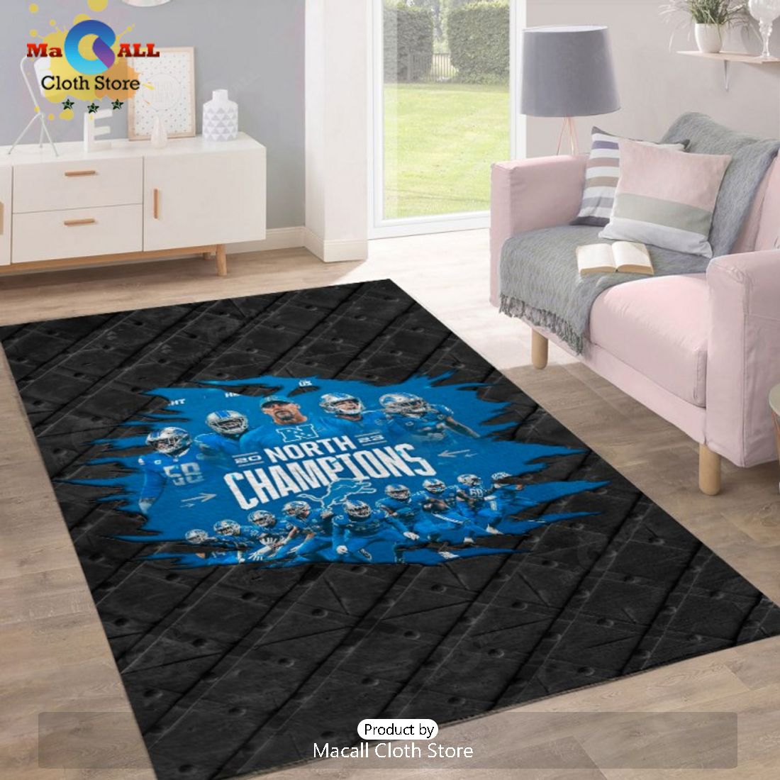 Detroit Lions North Champions North Division Sports Rectangular Rug