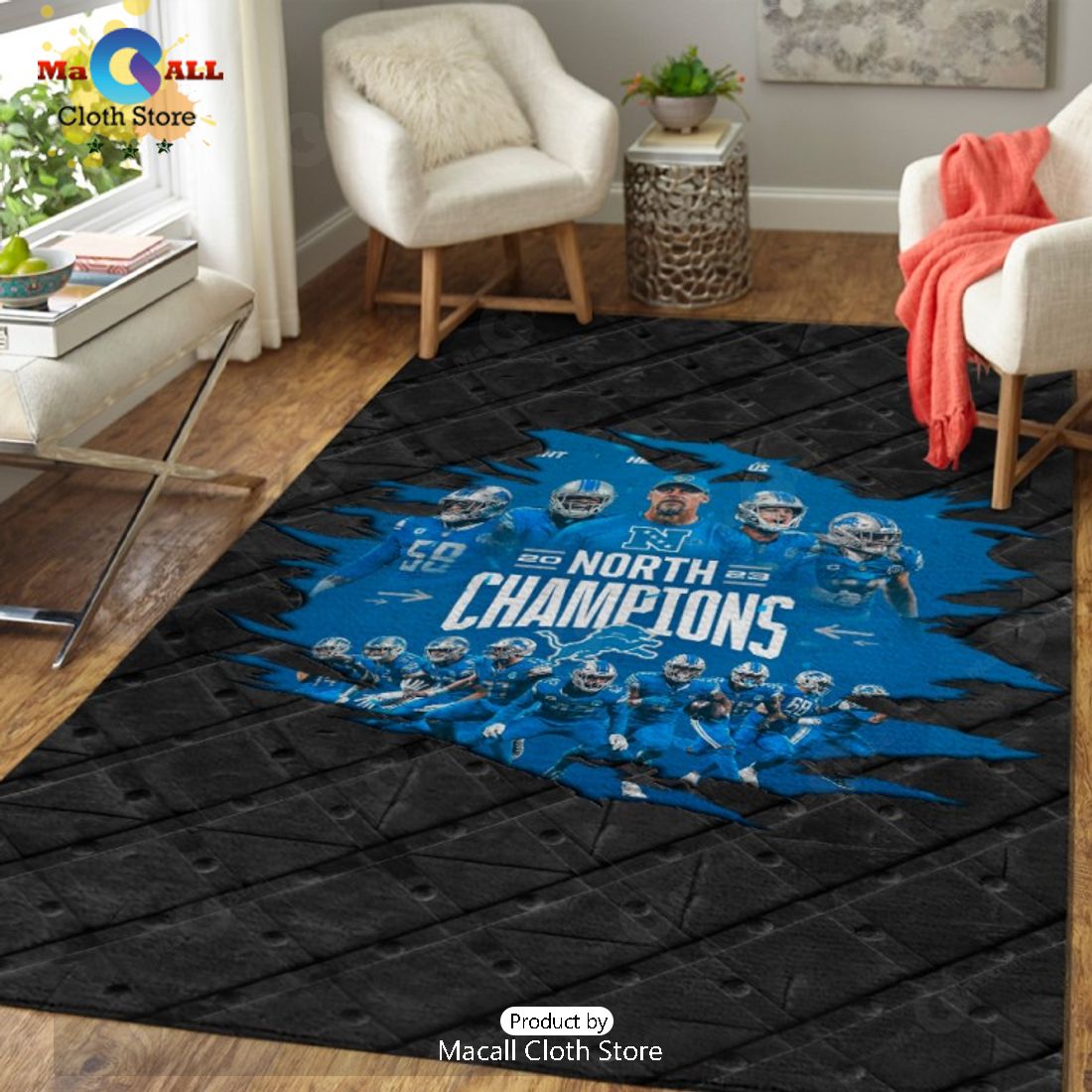 Detroit Lions North Champions North Division Sports Rectangular Rug Detroit Lions North Champions North Division Sports Rectangular Rug