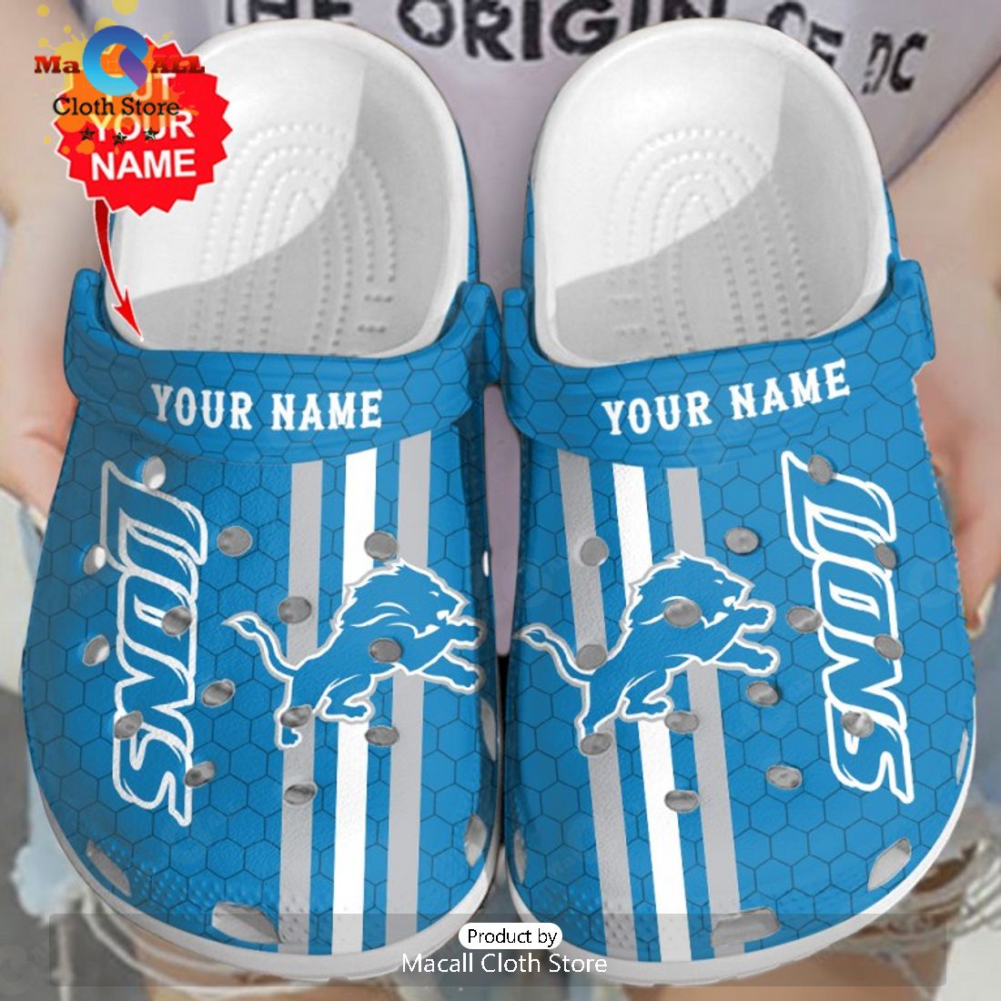 Custom Detroit Lions Sports Gifts Blue Crocs