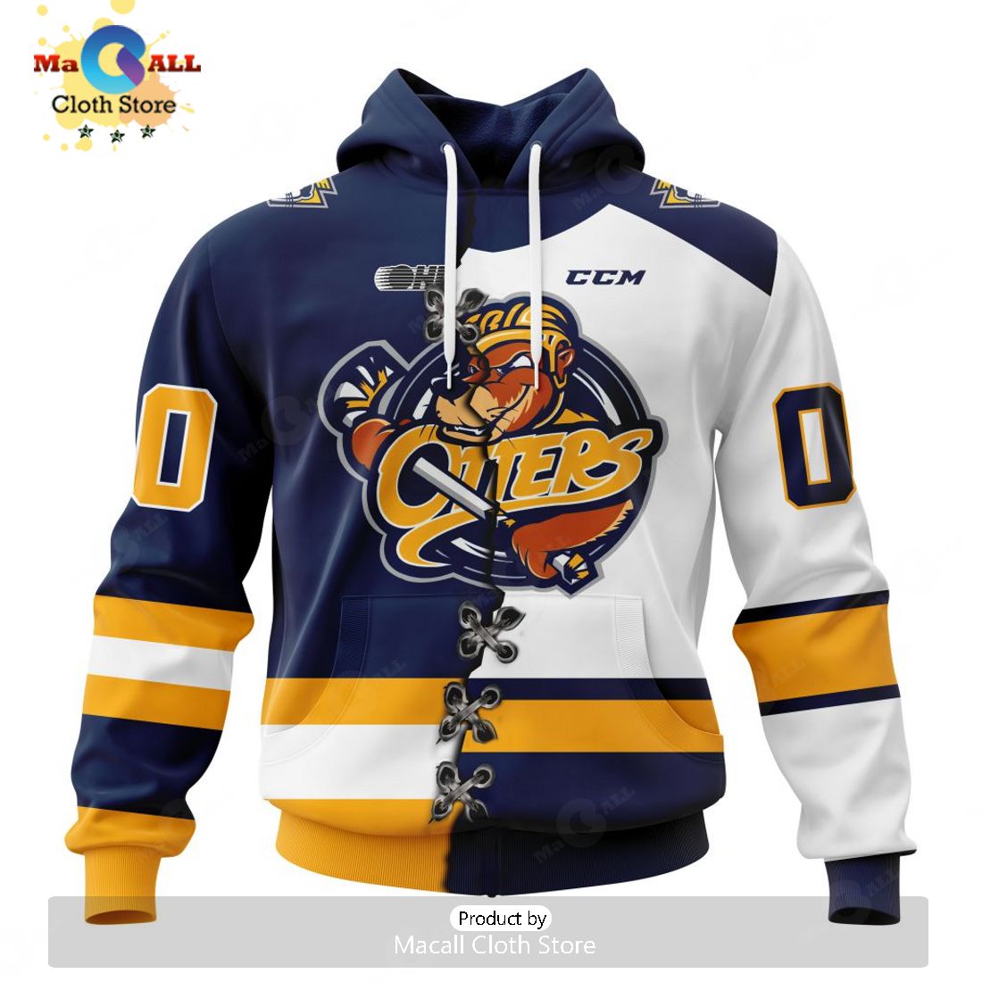 Personalized Letters Number Erie Otters Mix Home And Away Jersey Hoodie 3D Limited