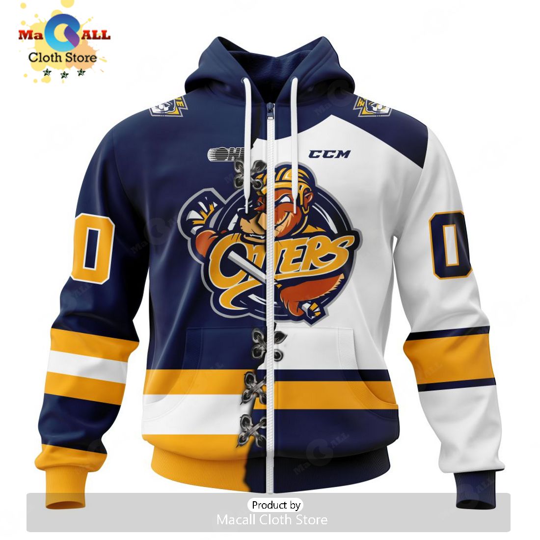 Personalized Letters Number Erie Otters Mix Home And Away Jersey Hoodie 3D Limited