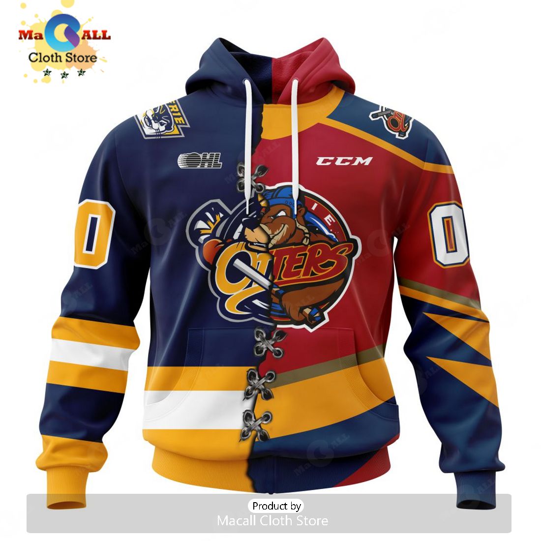 Personalized Letters Number Erie Otters Mix Home And Retro Jersey Hoodie 3D Limited