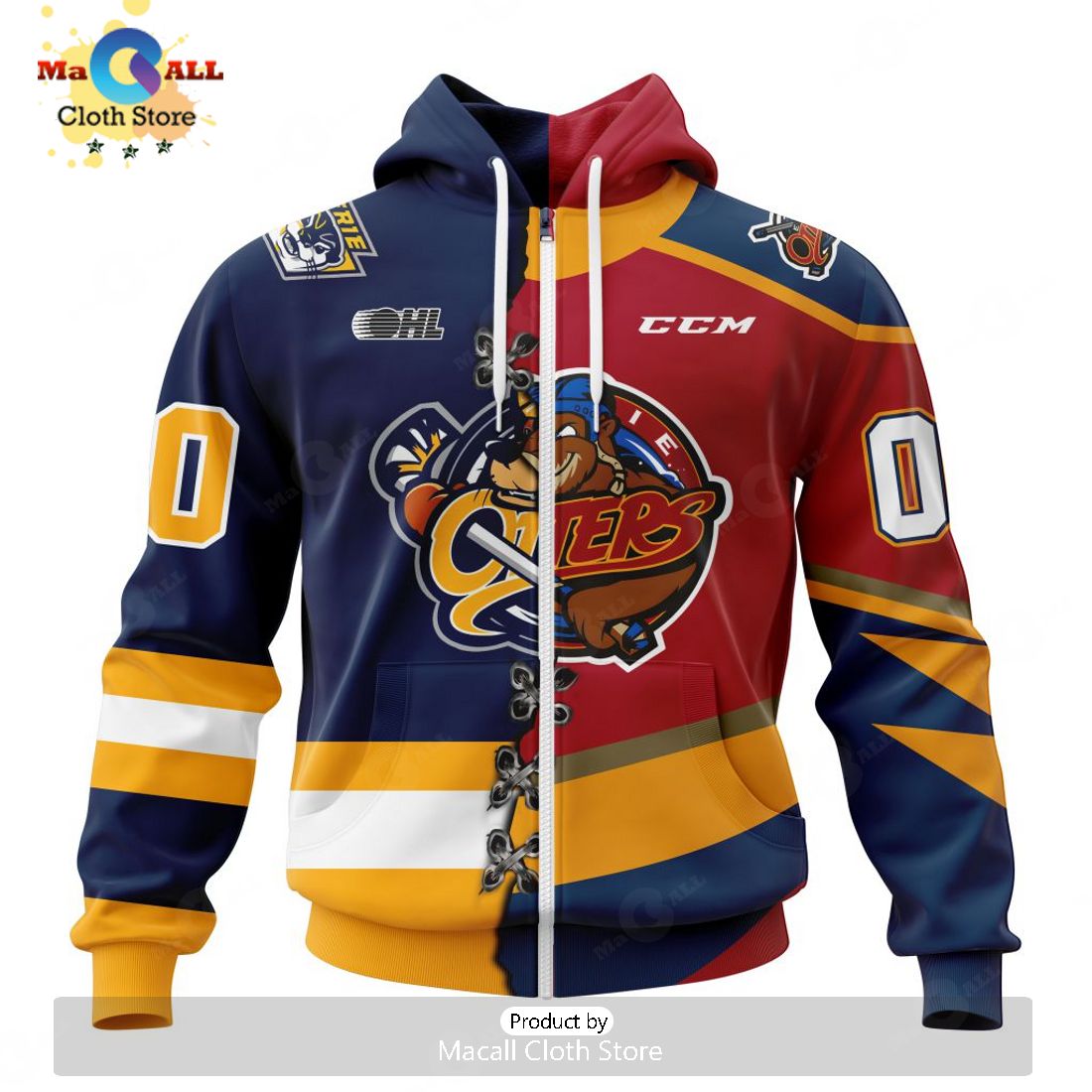 Personalized Letters Number Erie Otters Mix Home And Retro Jersey Hoodie 3D Limited