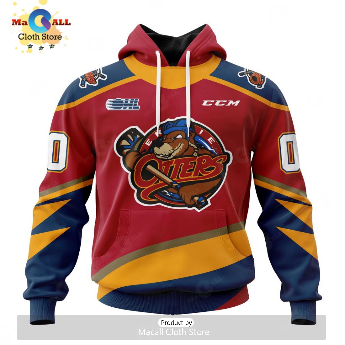Personalized Letters Number Erie Otters Reverse Retro Pattern Jersey Hoodie 3D Limited