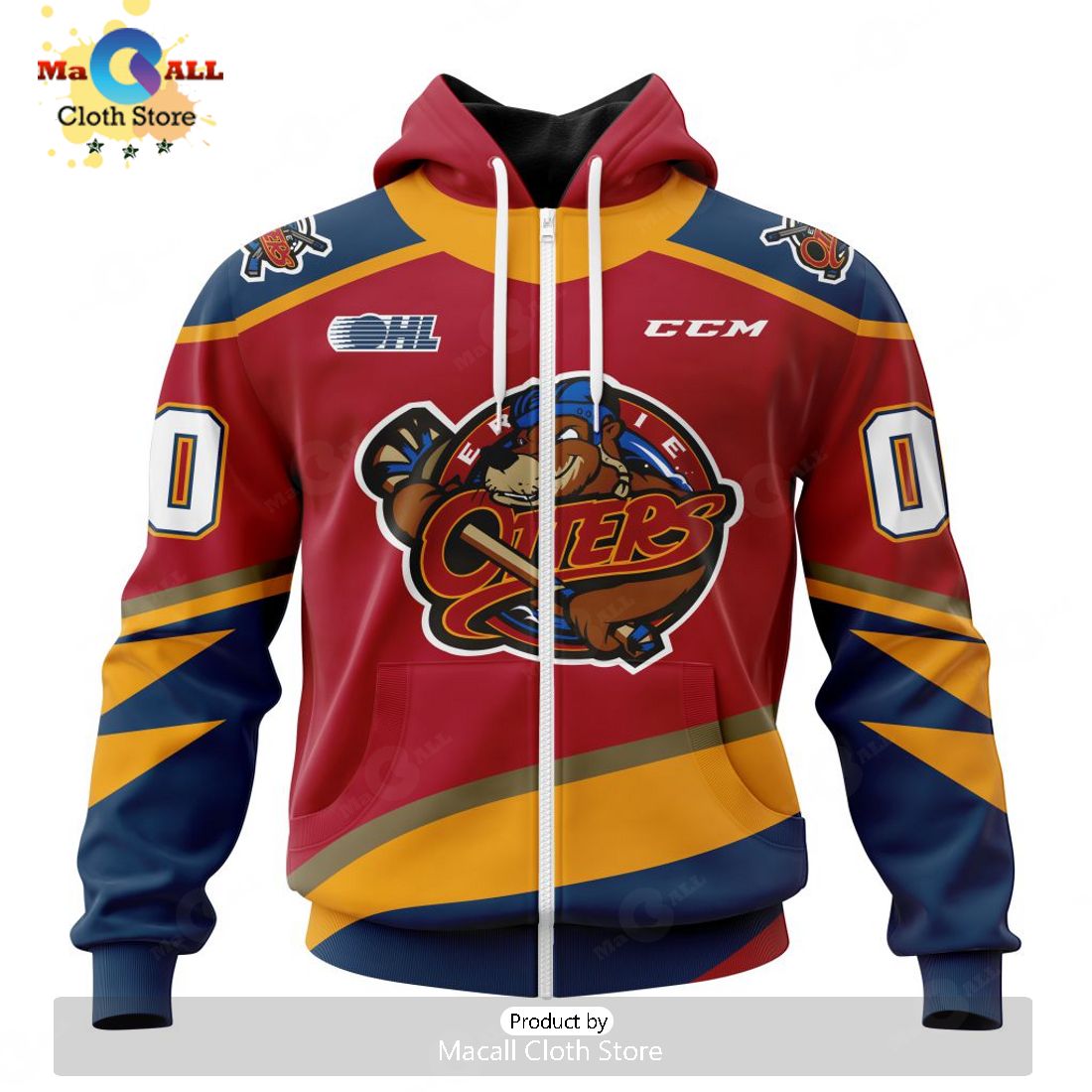 Personalized Letters Number Erie Otters Reverse Retro Pattern Jersey Hoodie 3D Limited
