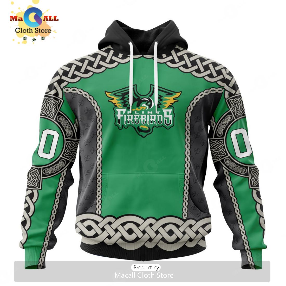 Personalized Letters Number Flint Firebirds Jersey For St.Patrick Day Hoodie 3D Limited