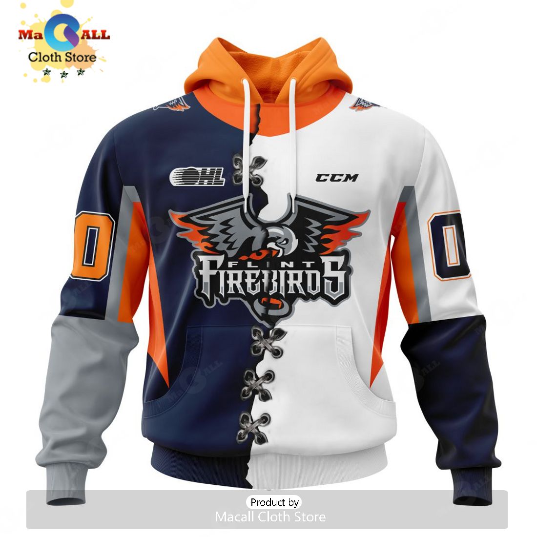 Personalized Letters Number Flint Firebirds Mix Home And Away Jersey Hoodie 3D Limited