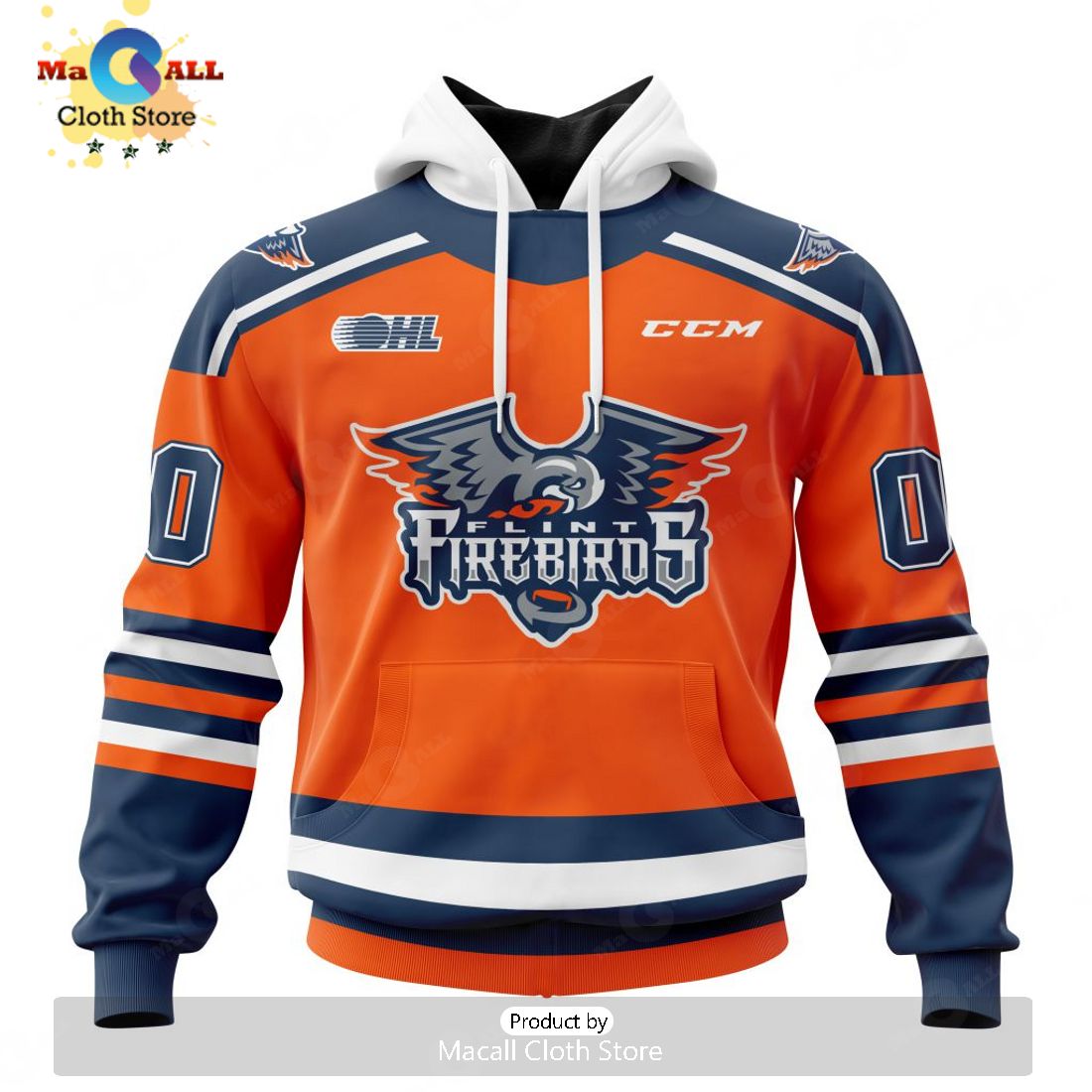 Personalized Letters Number Flint Firebirds Reverse Retro Pattern Jersey Hoodie 3D