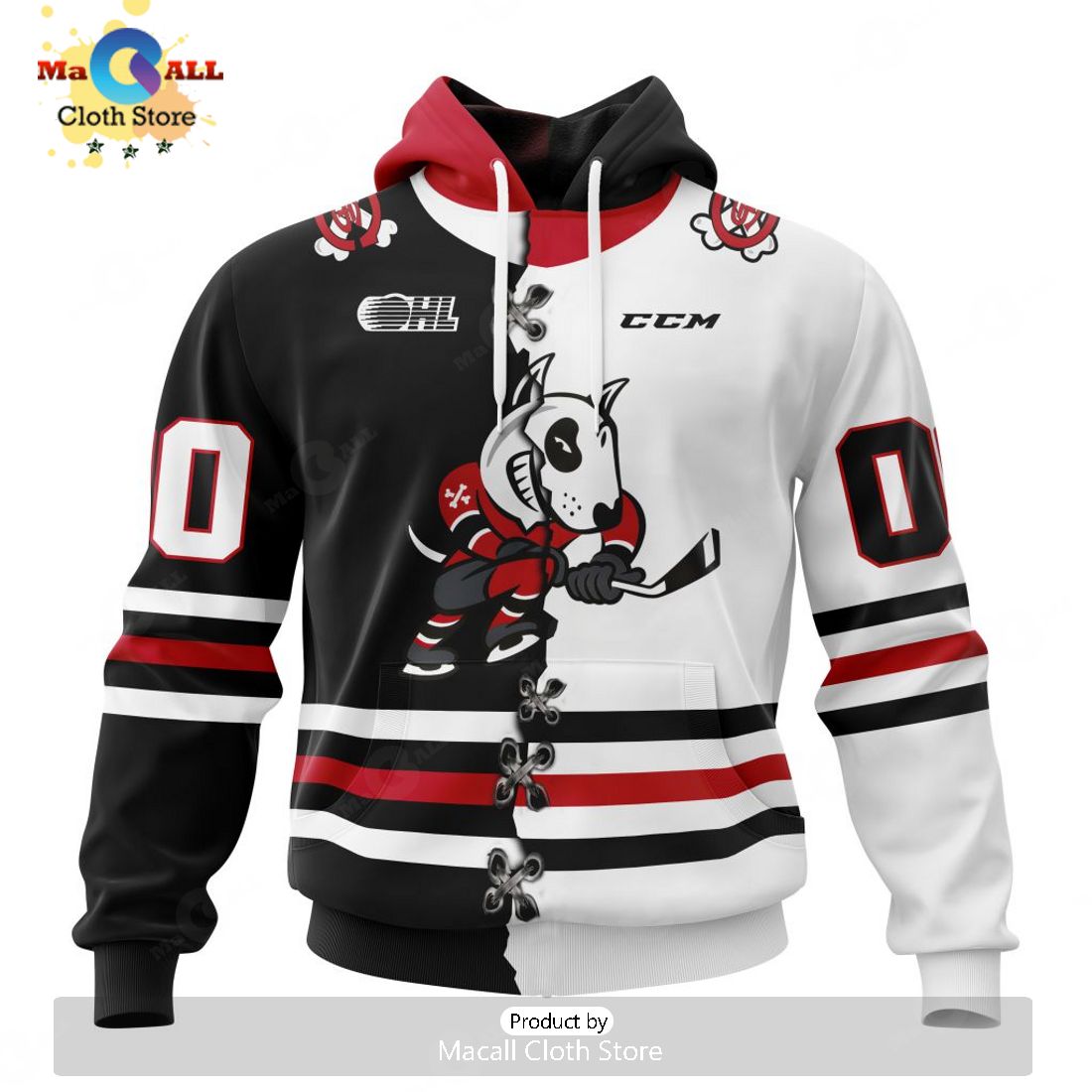 Personalized Letters Number Niagara IceDogs Mix Home And Away Jersey Hoodie 3D