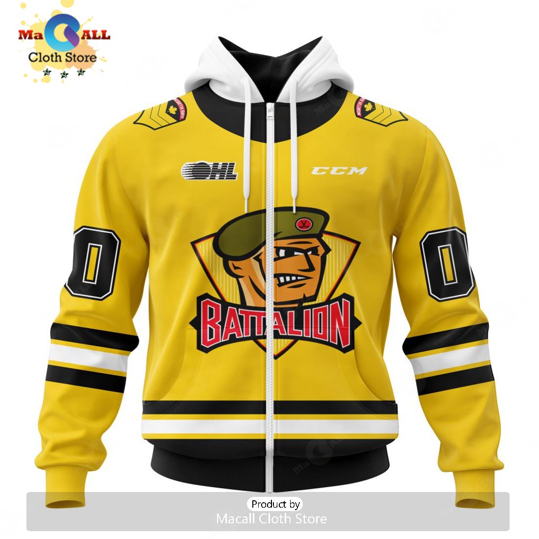 Personalized Letters Number North Bay Battalion Reverse Retro Pattern Jersey Hoodie 3D