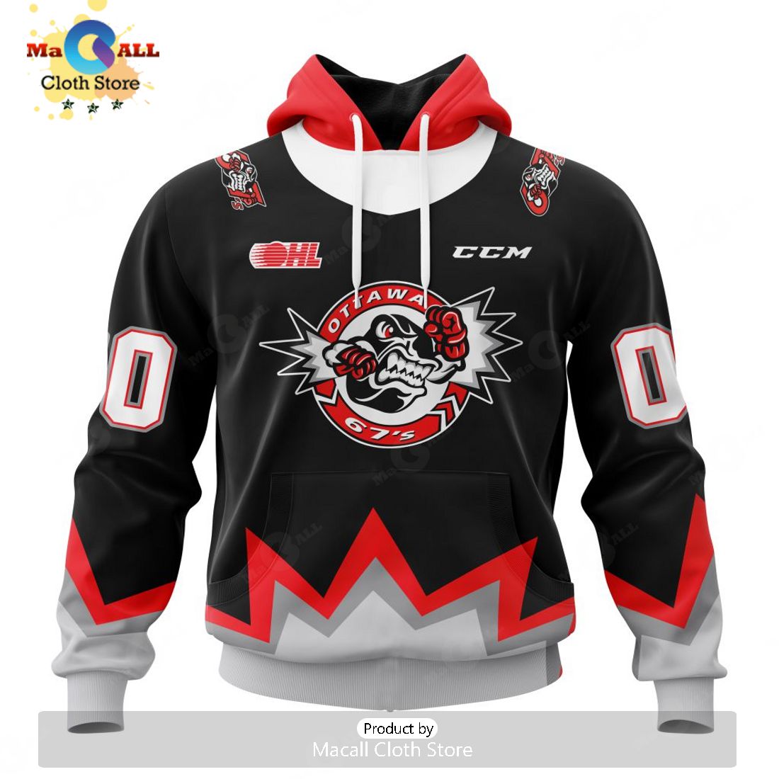 Personalized Letters Number Ottawa 67’s Reverse Retro Pattern Jersey Hoodie 3D