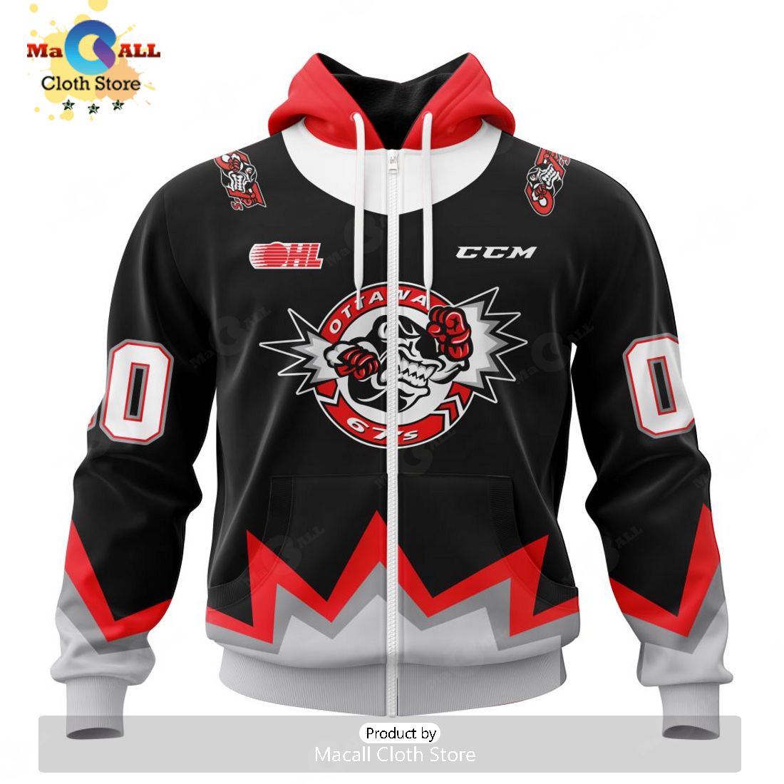Personalized Letters Number Ottawa 67’s Reverse Retro Pattern Jersey Hoodie 3D
