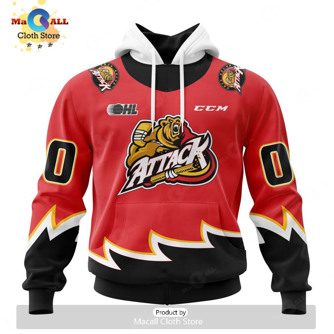 Personalized Letters Number Owen Sound Attack Reverse Retro Pattern Jersey Hoodie 3D