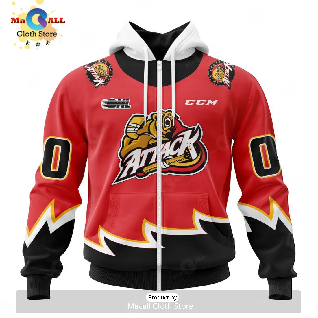 Personalized Letters Number Owen Sound Attack Reverse Retro Pattern Jersey Hoodie 3D