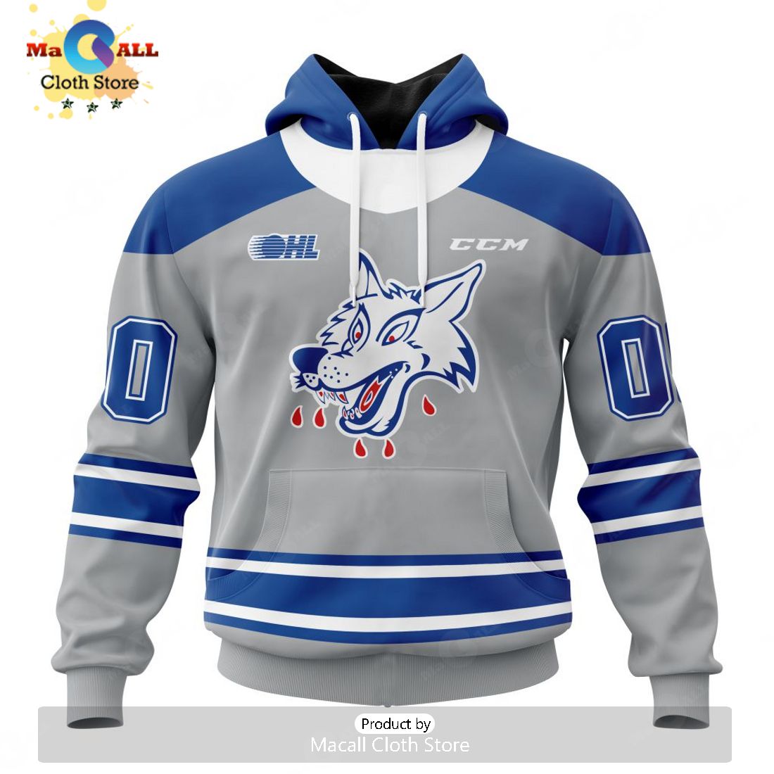 Personalized Letters Number Sudbury Wolves Reverse Retro Pattern Jersey Hoodie 3D Personalized Letters Number Sudbury Wolves Reverse Retro Pattern Jersey Hoodie 3D