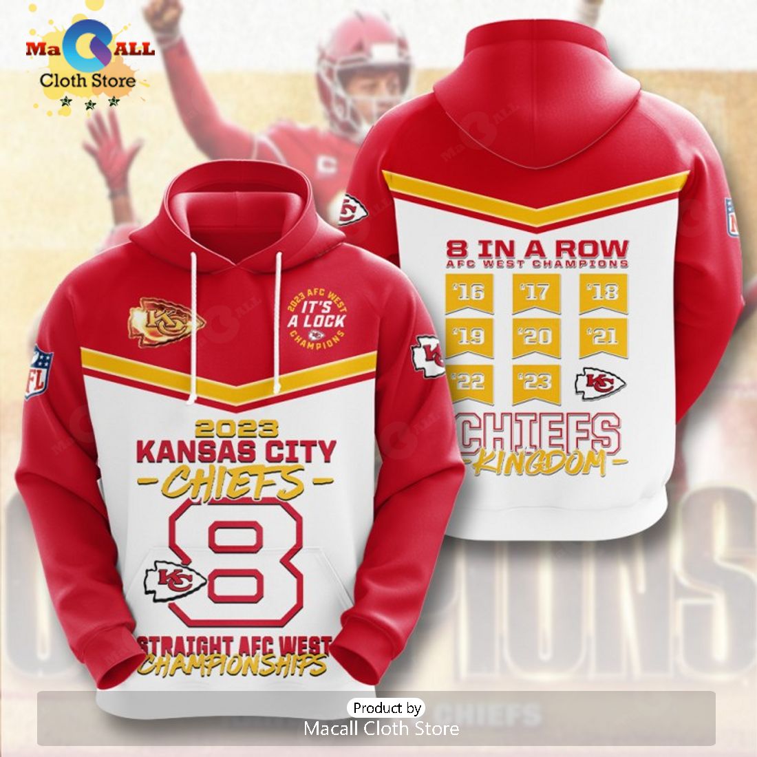 2023 Kansas City Chiefs Straight AFC West Championships It’s A Lock Apparels Hoodie 3D