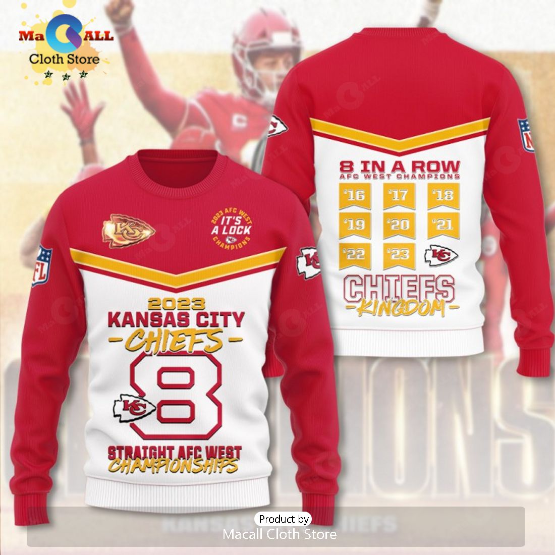 2023 Kansas City Chiefs Straight AFC West Championships It’s A Lock Apparels Hoodie 3D