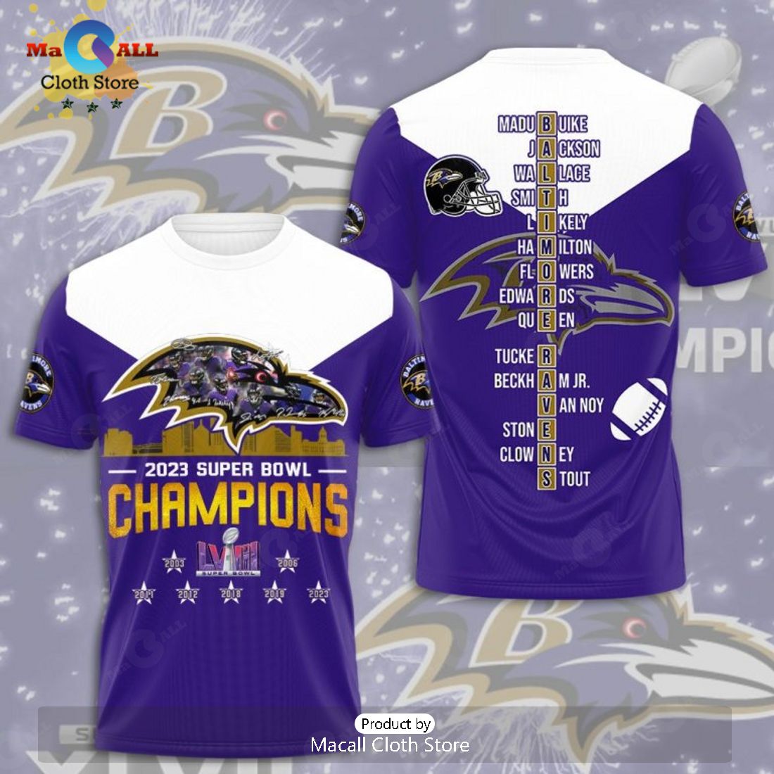 2023 Super Bowl Champions Baltimore Ravens Signatures Apparels Hoodie 3D