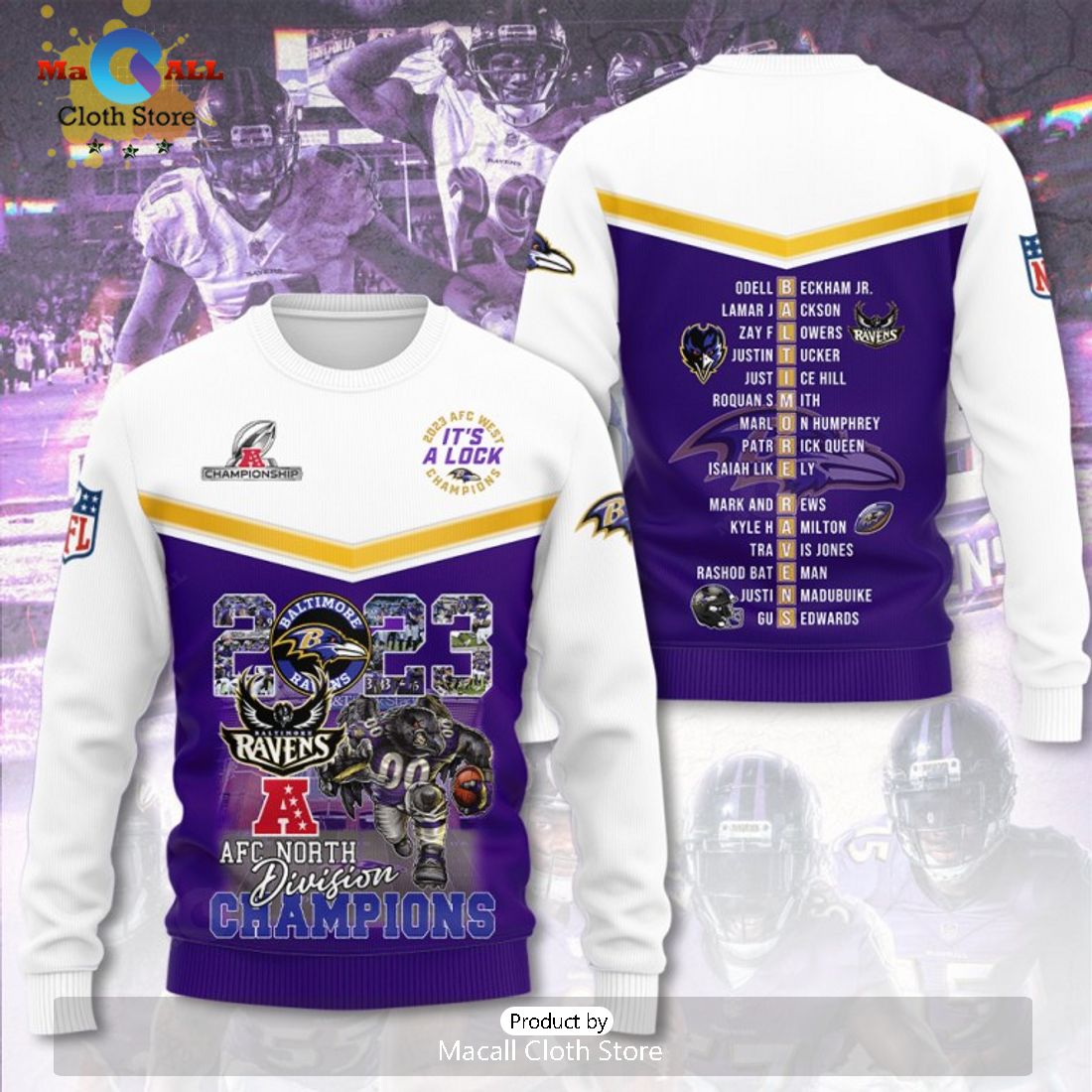 Baltimore Ravens NFC Divisional 2023 Champions Apparels Hoodie 3D Limited