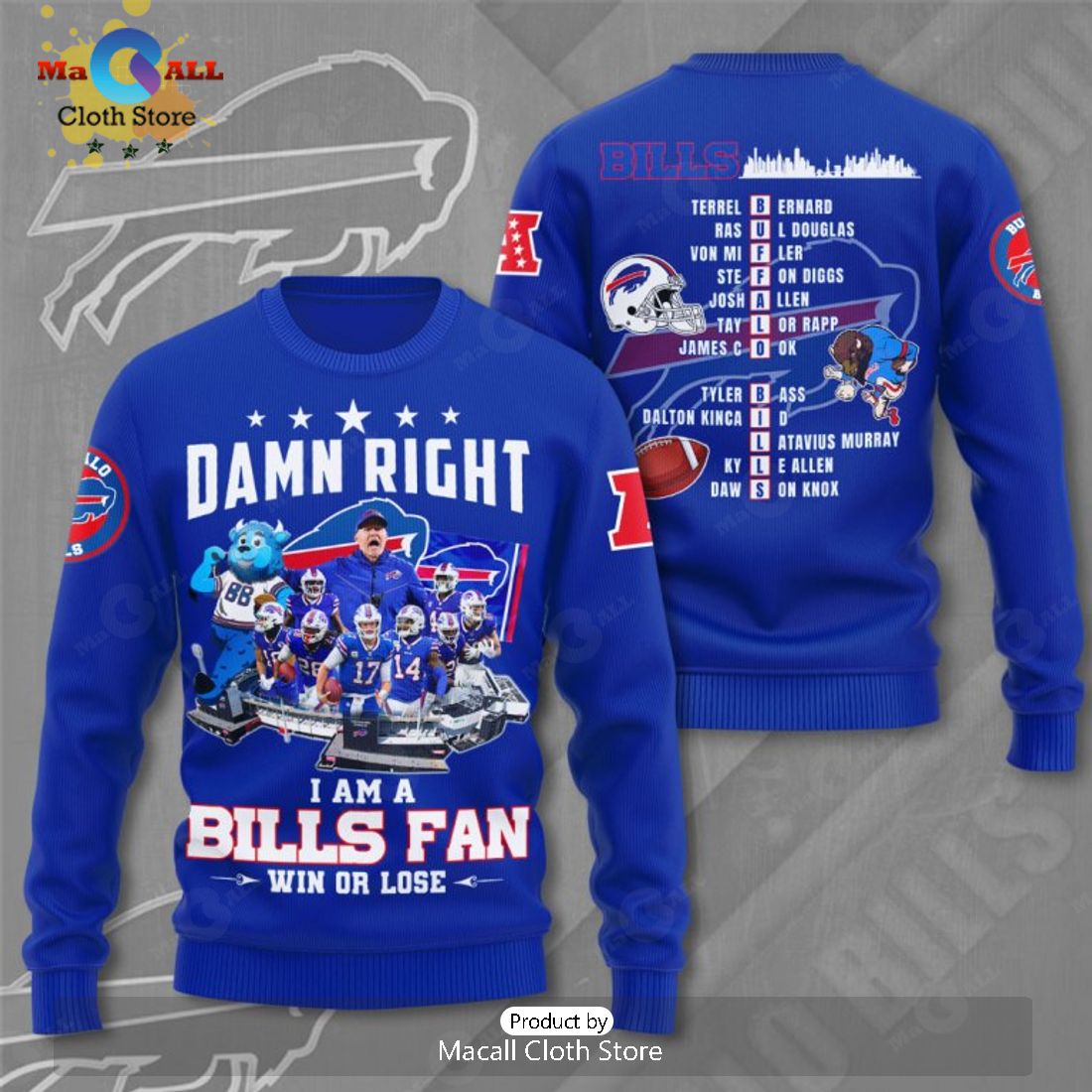 Damn Right – I Am A Buffalo Bills Win Or Lose Blue Apparels Hoodie 3D