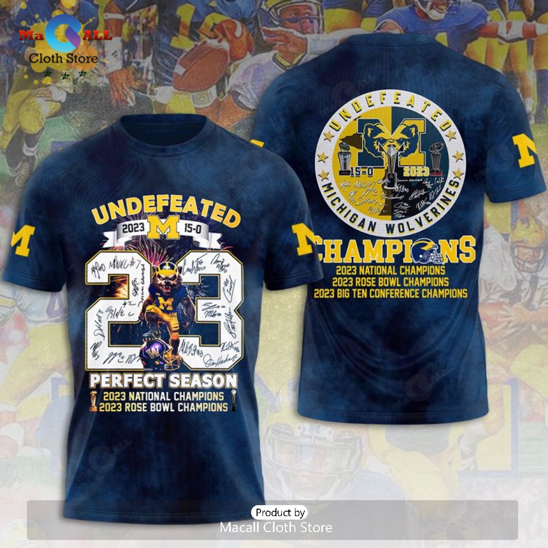 Michigan Wolverines Football Undefeated 23 Perfect Season Navy Apparels Hoodie 3D